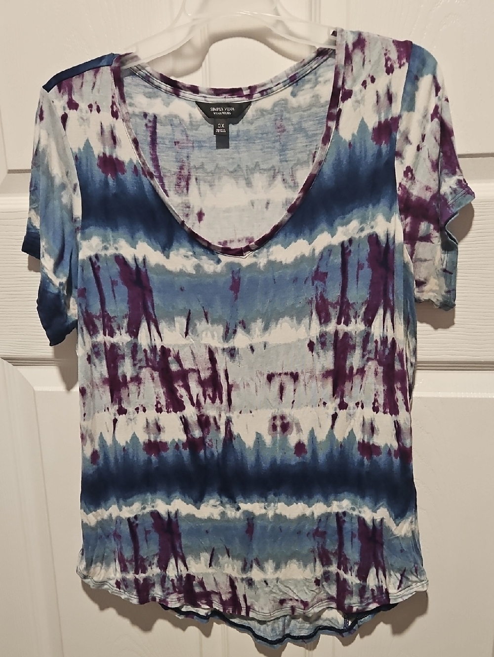 Simply Vera Vera Wang Blue & Purple Tie-Dye Scoop Neck Tee